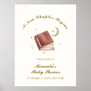 Poster Elégant Boho Livre Moon Star Baby shower Bienvenue