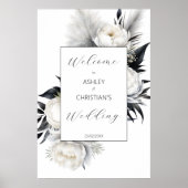 Poster Élégant Boho noir et blanc mariage signe d'accueil (Devant)