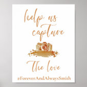 Poster Elégant Boho orange | Panneau Mariage Hashtag (Devant)