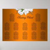 Poster Elégant Boho Orange, Roses Blanches Mariage Siège (Devant)