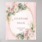 Poster Elegant Boho Rose Gold Floral Custom Sign (Devant)
