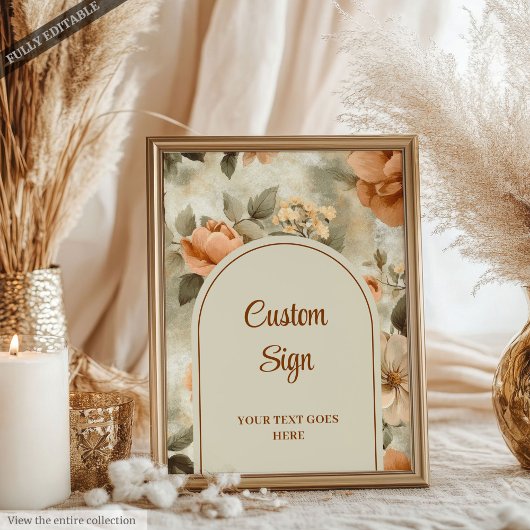 Poster Elegant Boho Terracotta Ivory Sage Floral Custom