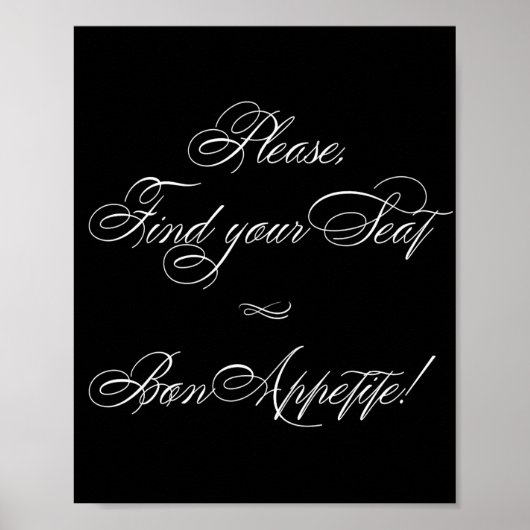 Poster Élégant Bon Appétit Calligraphie Blanche | Recherc (Devant)
