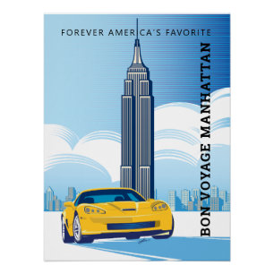 Poster Elégant BON VOYAGE MANHATTAN Design