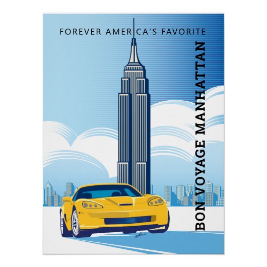 Poster Elégant BON VOYAGE MANHATTAN Design (Devant)