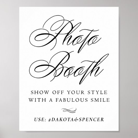 Poster Elégant Booth Smile Black Calligraphy | Chic (Devant)