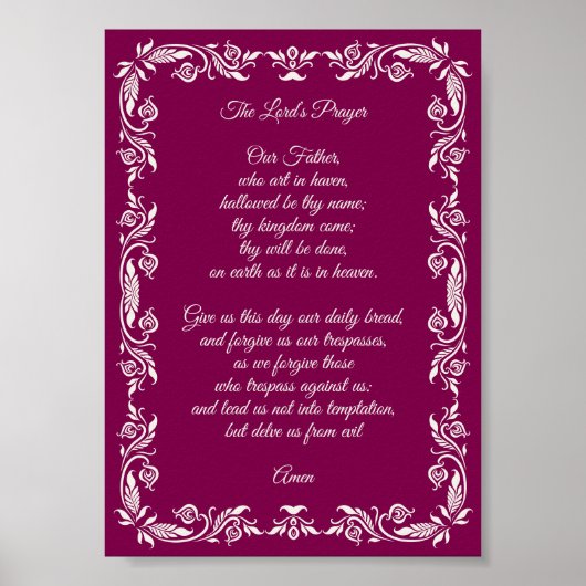 Poster Elegant Botanical The Lord’s Prayer  (Devant)
