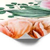 Poster Elégant Bourgogne rose Floral Anniversaire Bienven (Coin)