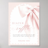 Poster Elegant Bow Baby Shower Diaper Raffle Table Sign (Devant)