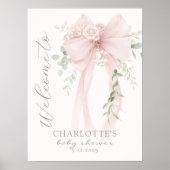 Poster Elegant Bow Neutral Baby Shower Welcome (Devant)