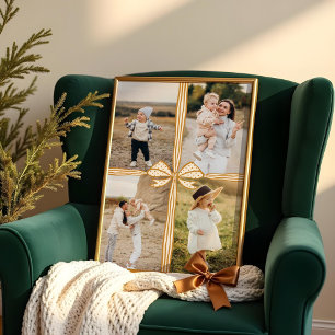 Poster Elegant Bow & Ribbon Present Family Photo Collage