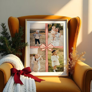 Poster Elegant Bow & Ribbon Present Family Photo Collage