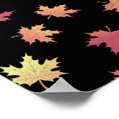 Poster Élégant Brown Rouge Feuilles d'automne Motif | (Coin)