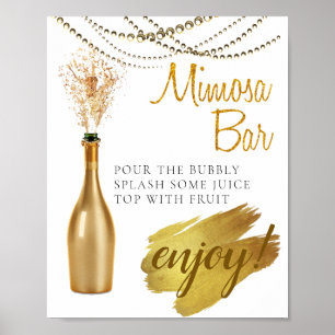Poster Élégant Brunch de mariée or Mimosa Bar Signal