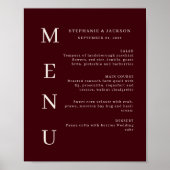 Poster Elegant Burgundy & Ivory Wedding Bar Menu (Devant)