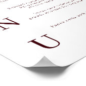 Poster Elegant Burgundy & Ivory Wedding Bar Menu (Coin)