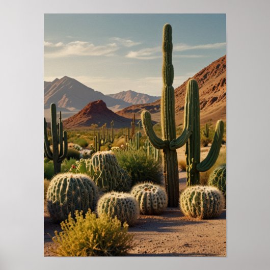Poster Elégant CACTUS aquarelle (Devant)
