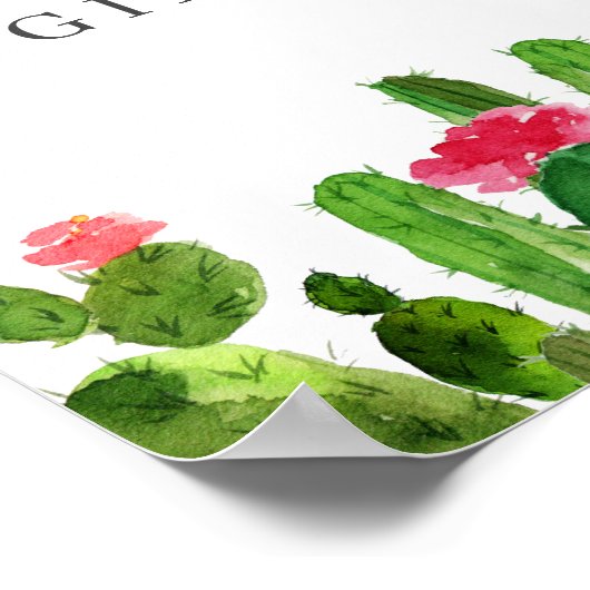 Poster Élégant Cactus Garden Table de mariage Signal (Coin)