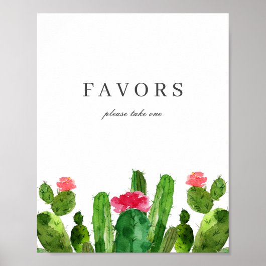Poster Élégant Cactus Jardin Mariage Faveurs Panneau de t (Devant)