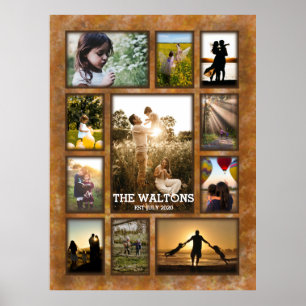 Poster Elégant cadre en bronze comme collage photo de fam