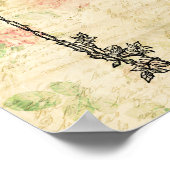Poster Élégant cadre floral Rose de papier Script Ajouter (Coin)