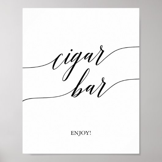 Poster Élégant calligraphie noire Cigar Bar Signal (Devant)