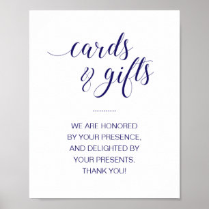 Poster Elegant Cards & Gifts Table Navy Blue Wedding Sign