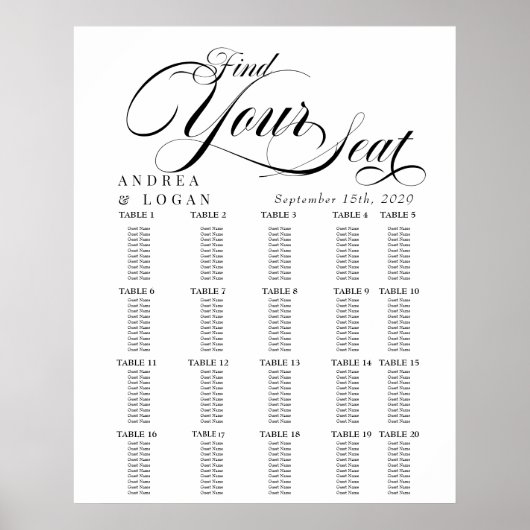 Poster Élégant Cartes De Mariage (Devant)