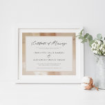 Poster Élégant certificat de mariage Gold Faux<br><div class="desc">Poster du certificat de mariage d'or Faux</div>