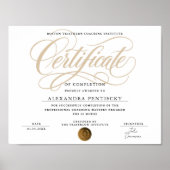 Poster Élégant Certificat de Récompense Blanc et Or de St (Devant)