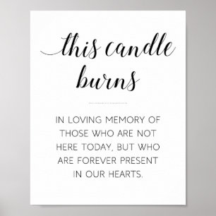 Poster Élégant Cette Bougie Brûle Mémorial Mariage
