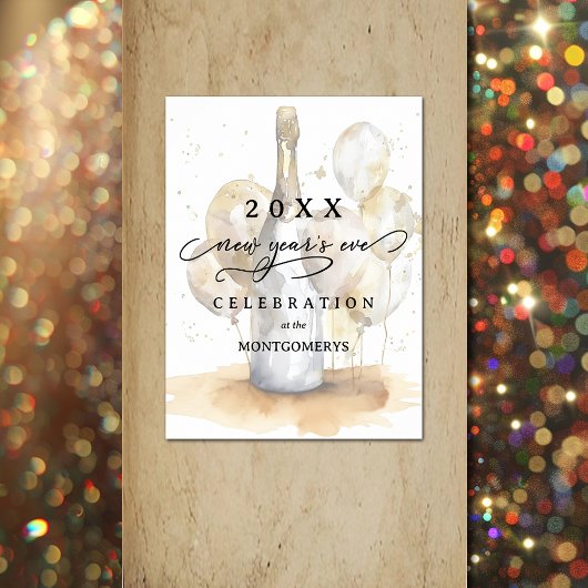 Poster Elegant Champagne and Balloons New Year's Eve