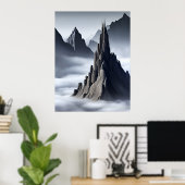 Poster Élégant château sur les pics mystiques IA Générati (Bureau à domicile)