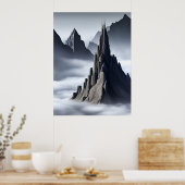 Poster Élégant château sur les pics mystiques IA Générati (Cuisine)