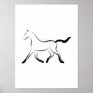 Poster Élégant cheval en couleur noire