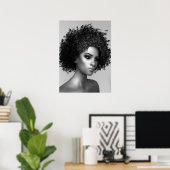 Poster Elégant cheveux afro (Bureau à domicile)