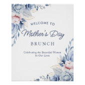 Poster Elégant Chic Blue Mère's Day Brunch Bienvenue (Devant)