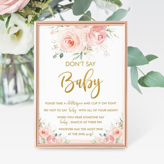 Poster Elegant Chic Blush rose Floral Ne pas dire Baby Ga