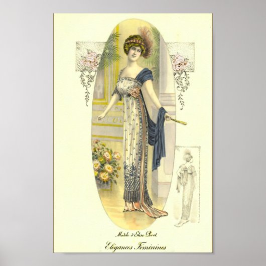Poster Élégant Chic Edwardian Plaque de mode française (Devant)
