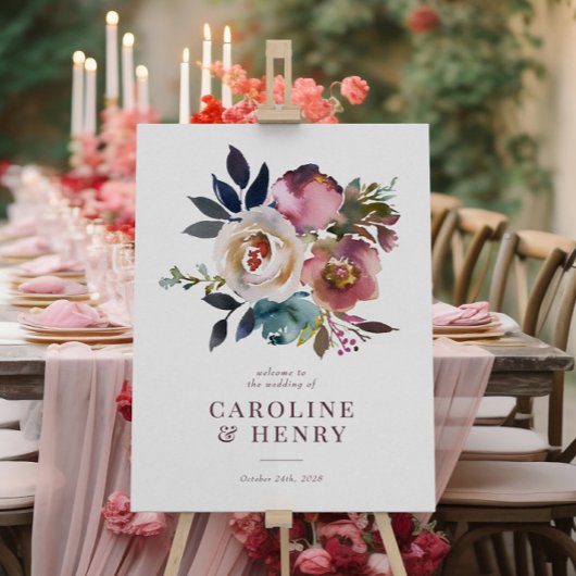 Poster Élégant Chic Romantique Rose Mariage