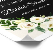 Poster Élégant Chic Vert Blanc Fleurs Panneau de Mariage (Coin)