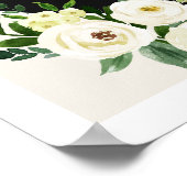 Poster Élégant Chic Vert Blanc Fleurs Panneau de Mariage (Coin)