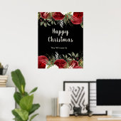 Poster Elegant Christmas Dinner Party Red Flowers (Bureau à domicile)
