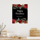 Poster Elegant Christmas Dinner Party Red Flowers (Cuisine)