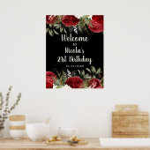 Poster Elegant Christmas Red Flowers Birthday Party (Cuisine)