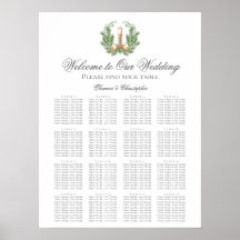 Elegant Christmas Wreath Wedding Seating Chart