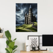 Poster Elégant Ciel Nuageux Ancien Mystery Castle AI (Bureau à domicile)