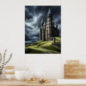 Poster Elégant Ciel Nuageux Ancien Mystery Castle AI (Cuisine)