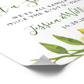 Poster Élégant citron Floral Mariage Cérémonie Siège (Coin)