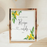 Poster Élégant citron laissez votre carte de recette ici<br><div class="desc">Élégant citron laissez votre carte de recette ici signe. Éléments correspondants disponibles.</div>